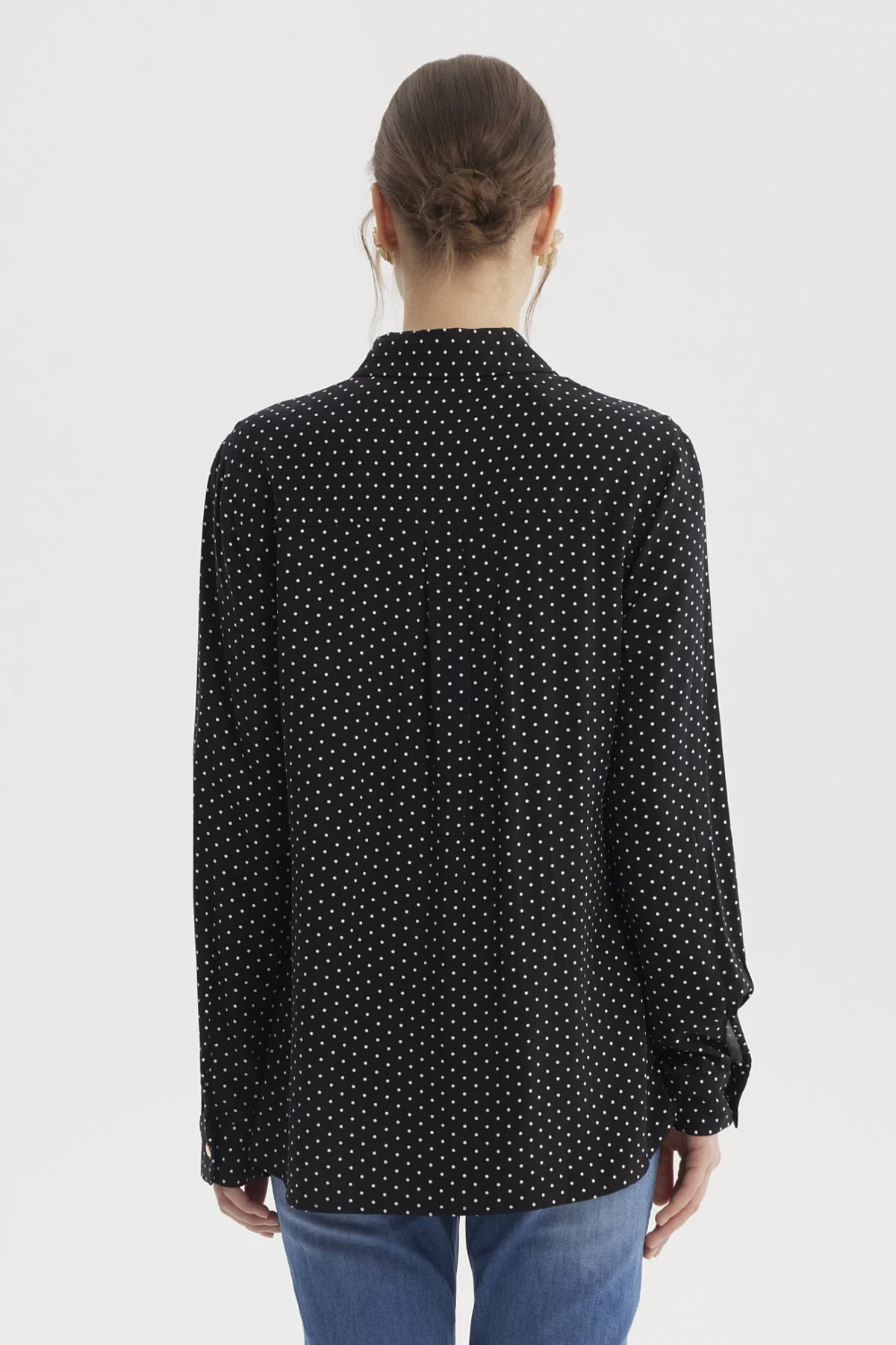 Blusa Mujer Abotonada Lisa Negro / Blanco - Image 3