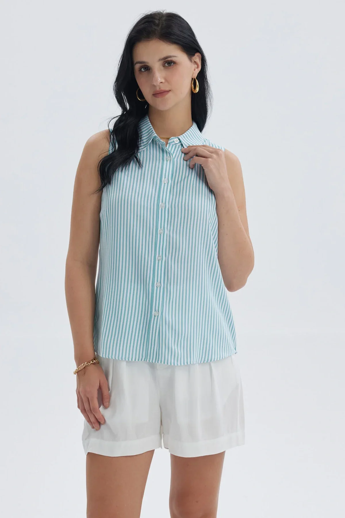 Blusa Mujer Abotonada Rapport Celeste