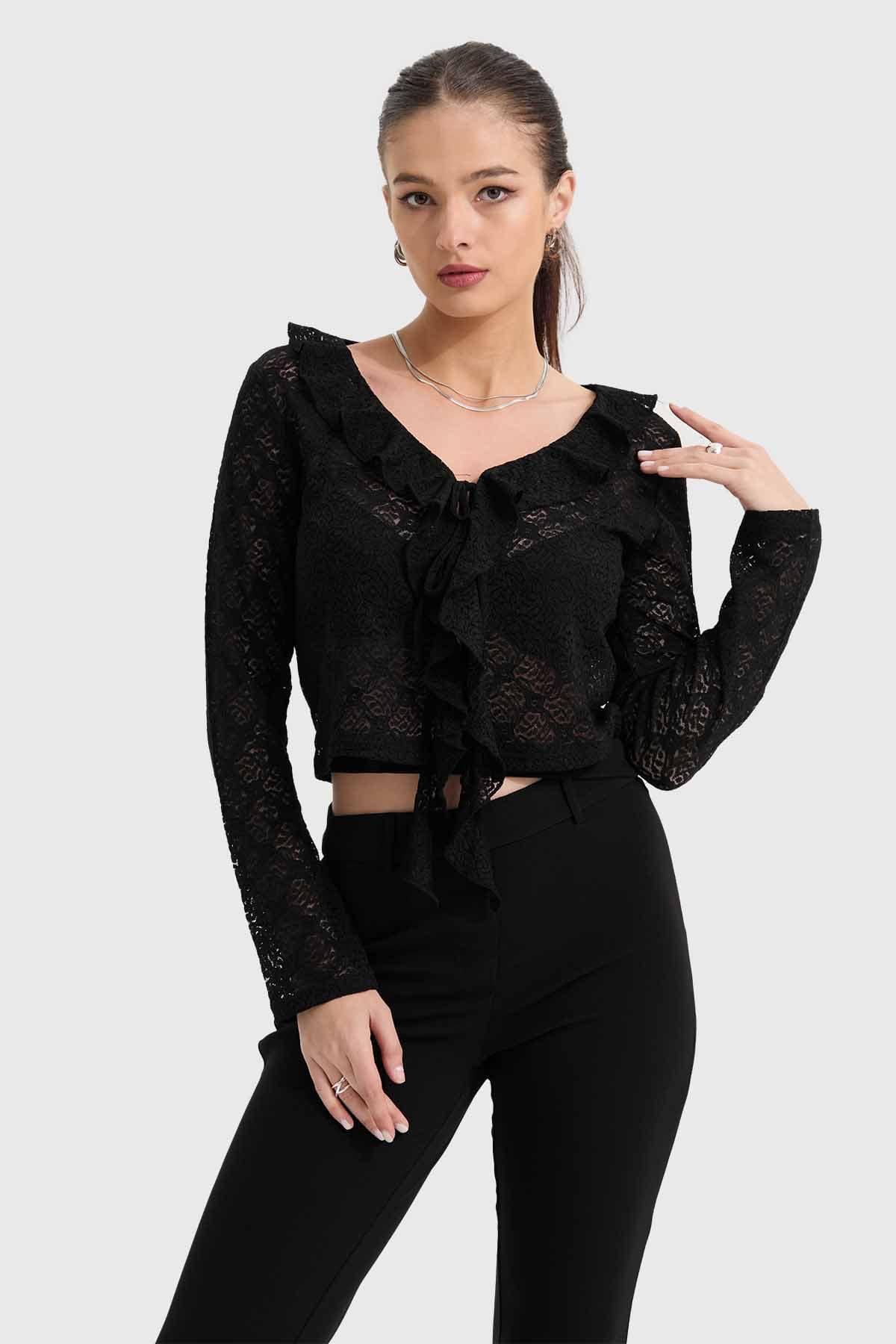 Blusa Mujer Encaje Negro