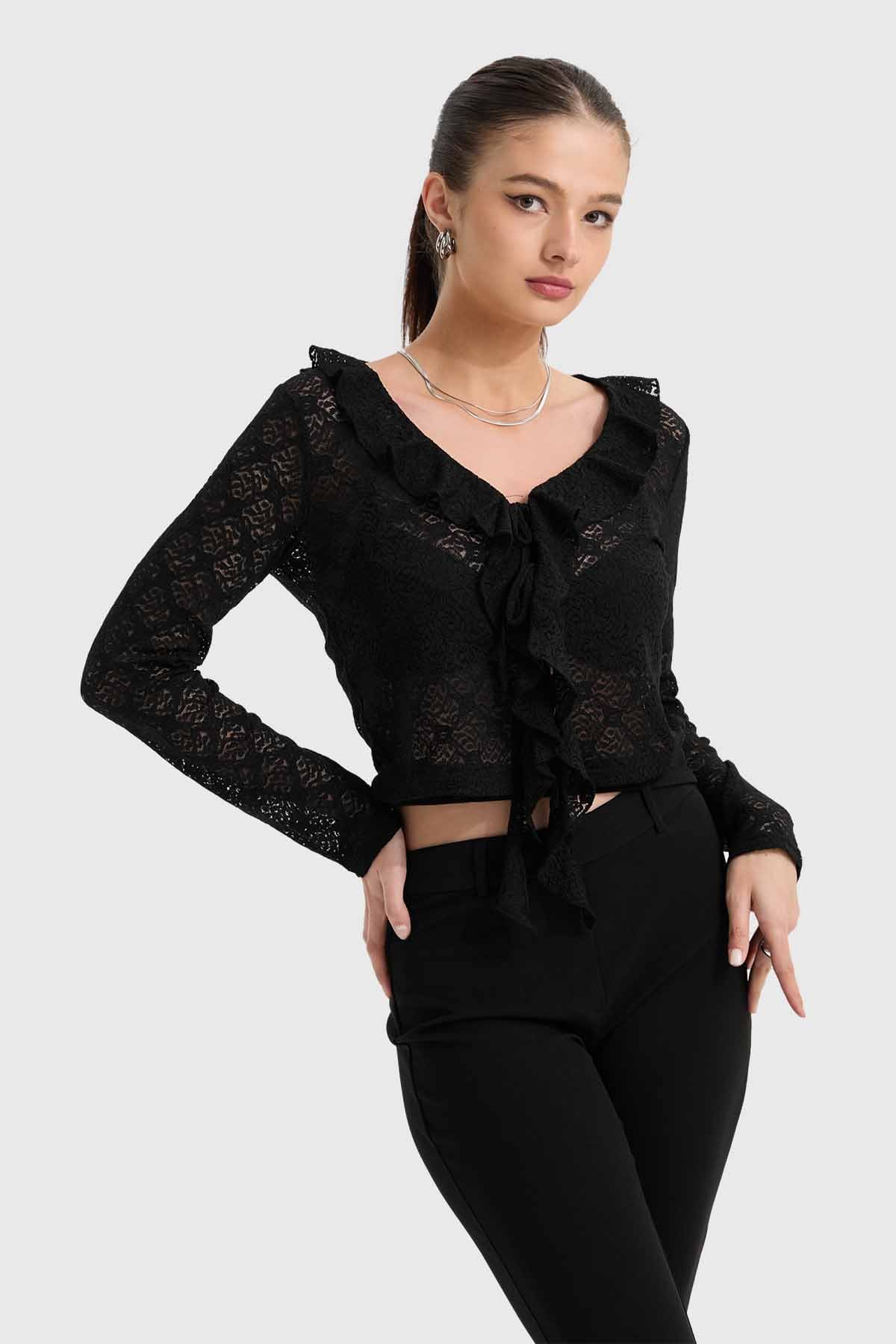 Blusa Mujer Encaje Negro - Image 2