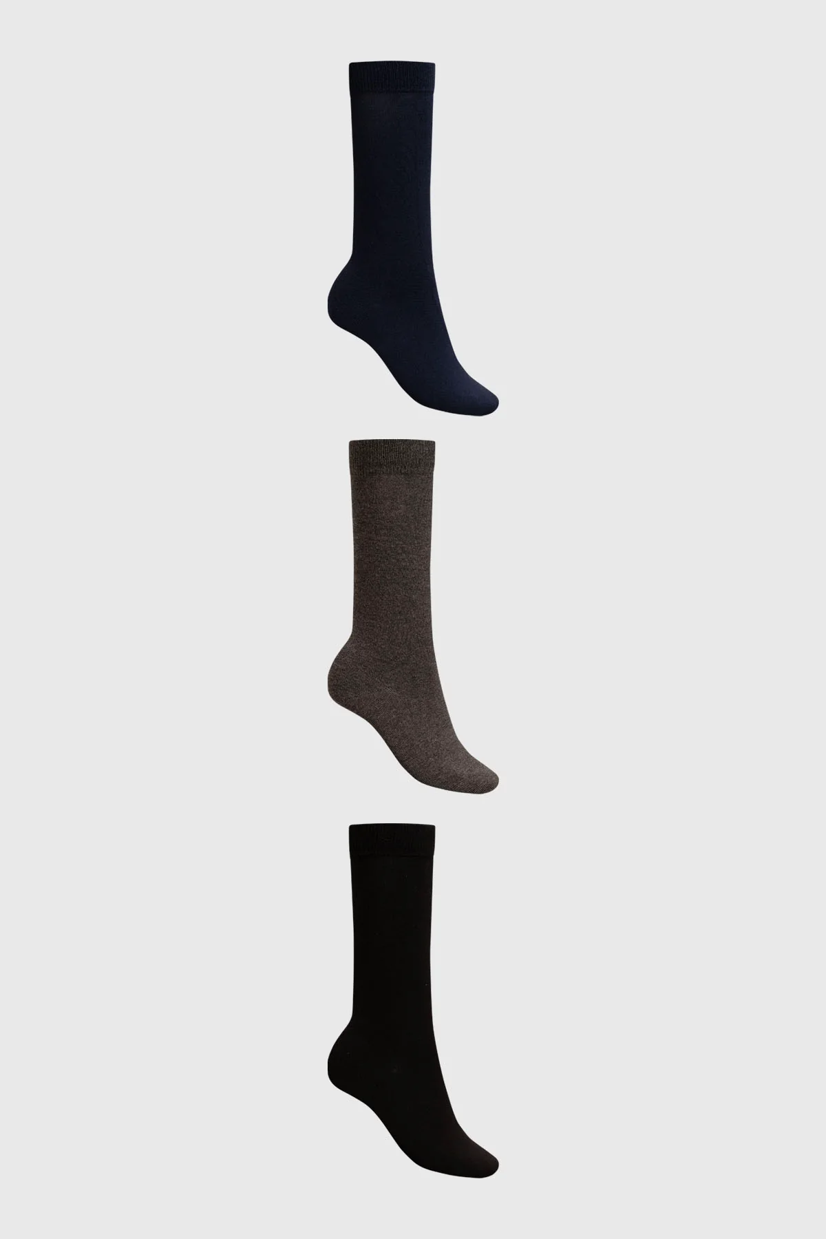 Calcetín Hombre Tripack Gris Oscuro