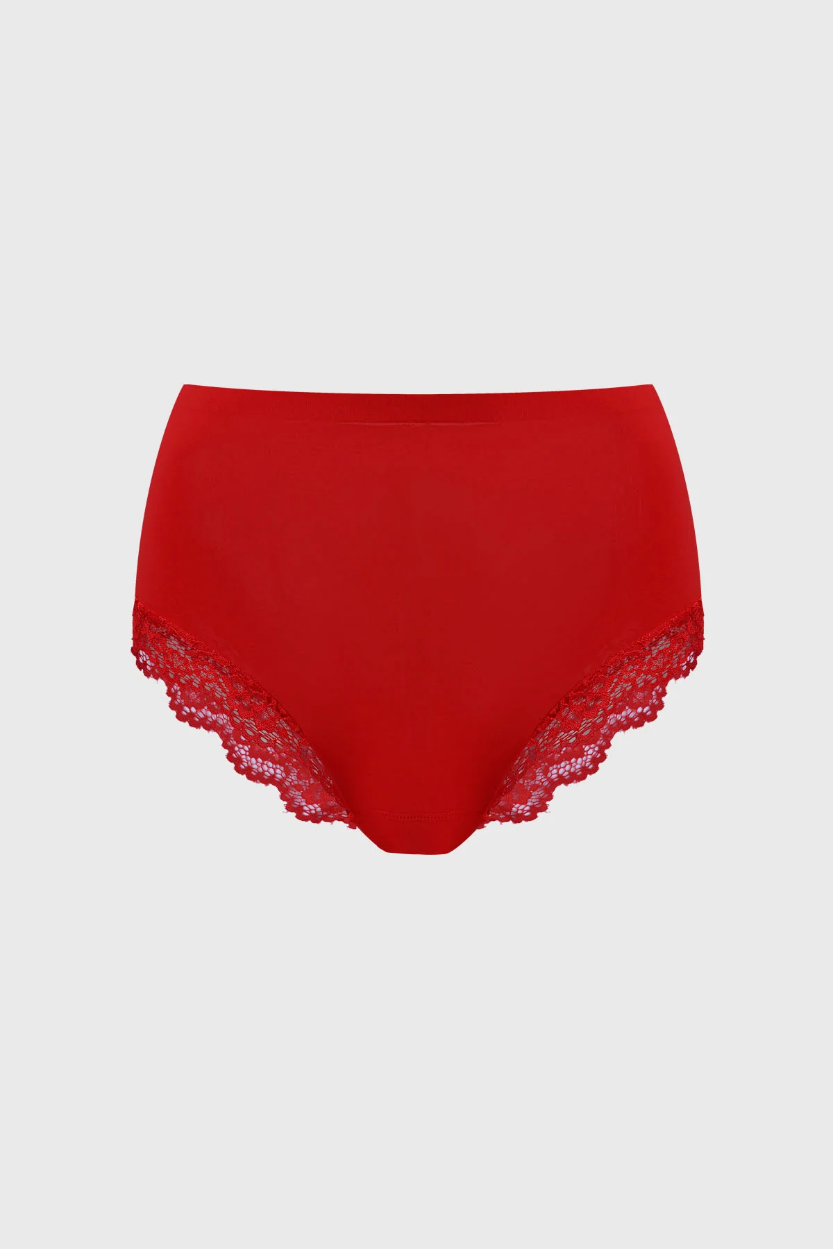 Calzón Mujer Tiro Alto Detalle Encaje Rojo