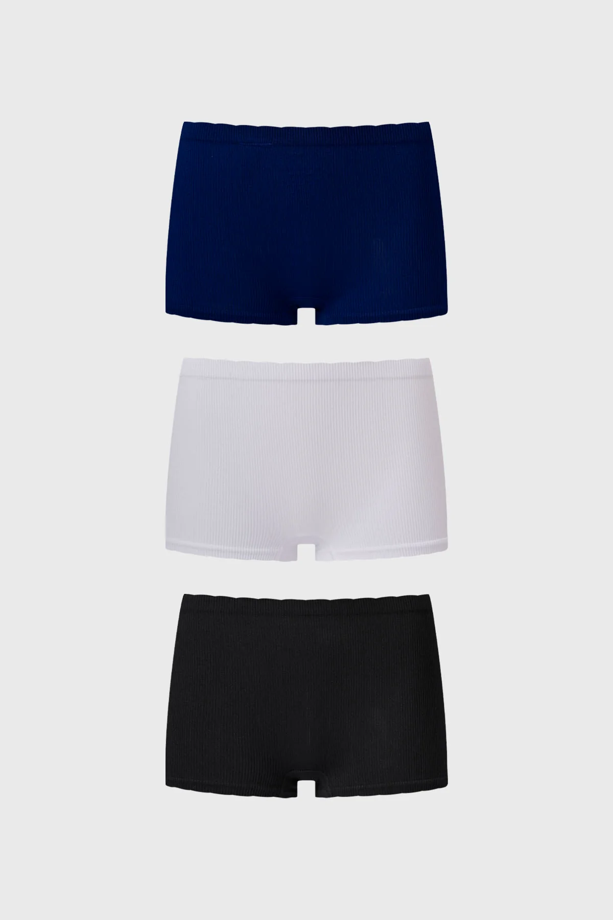 Calzón Mujer Tripack Short Liso Rib Azul Marino