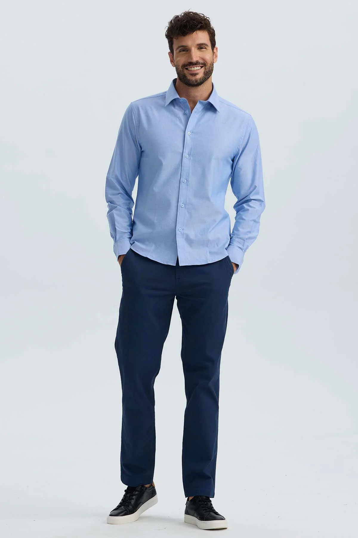Camisa Hombre Oxford Premium Celeste - Image 4