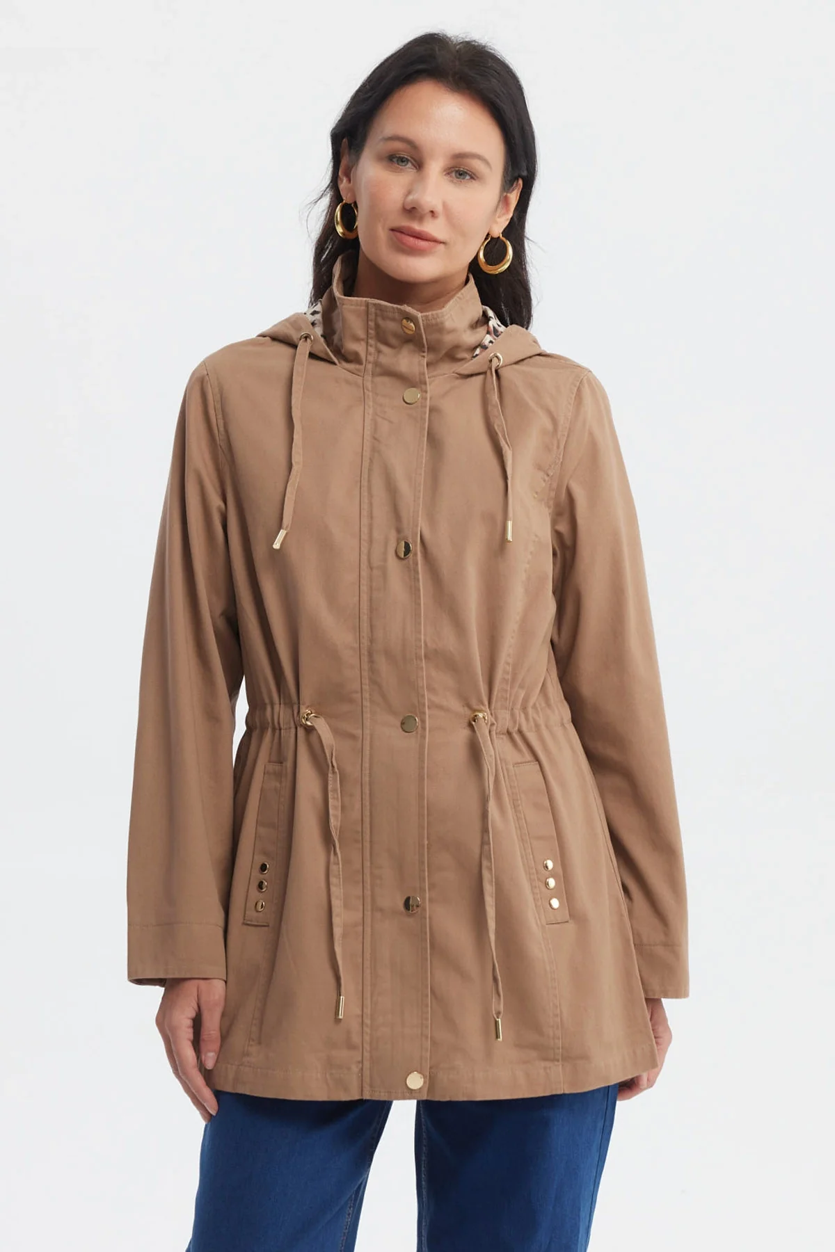 Chaqueta Mujer Ajustable Café Claro