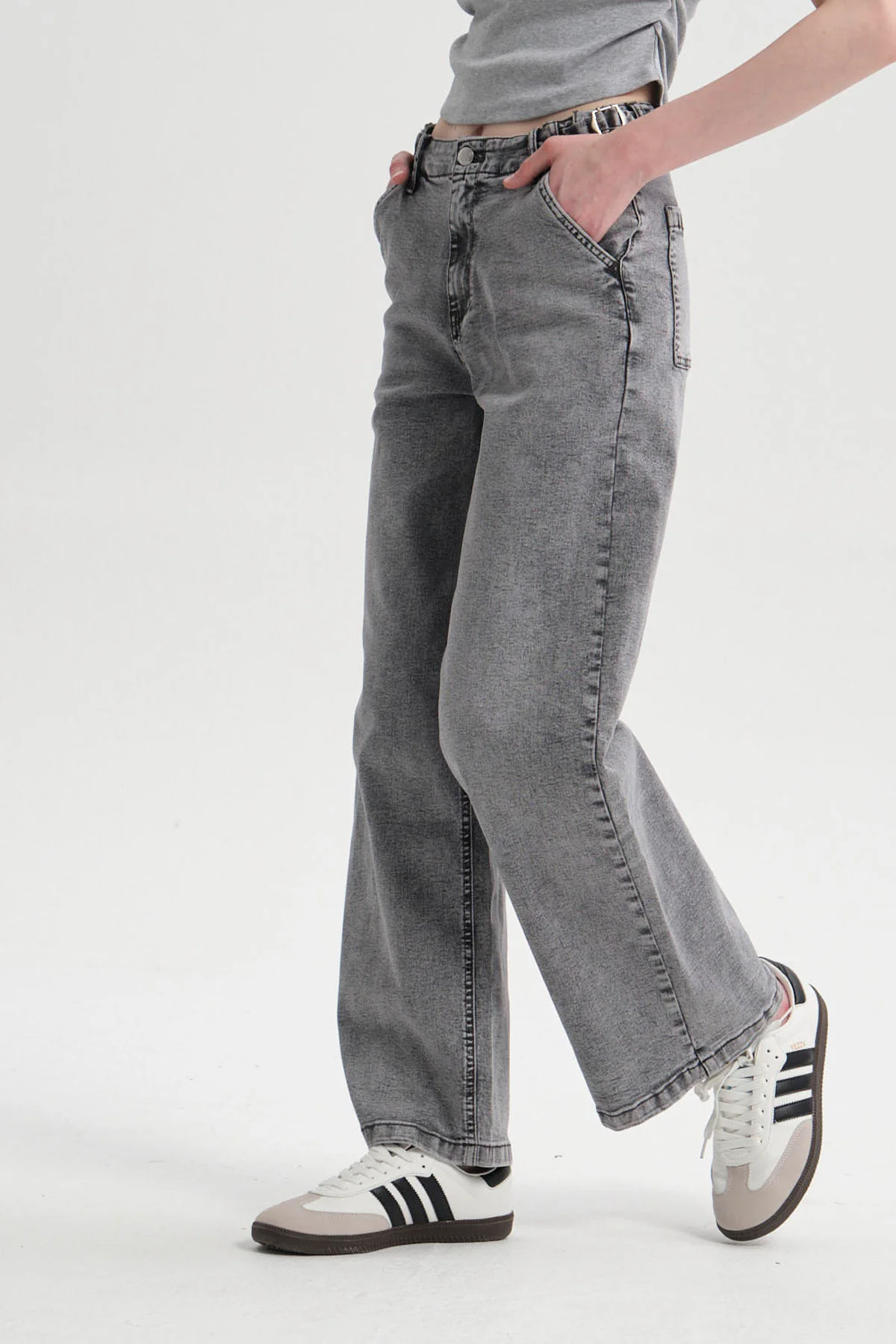 Jeans Mujer Wide Leg Lavado Gris - Image 3