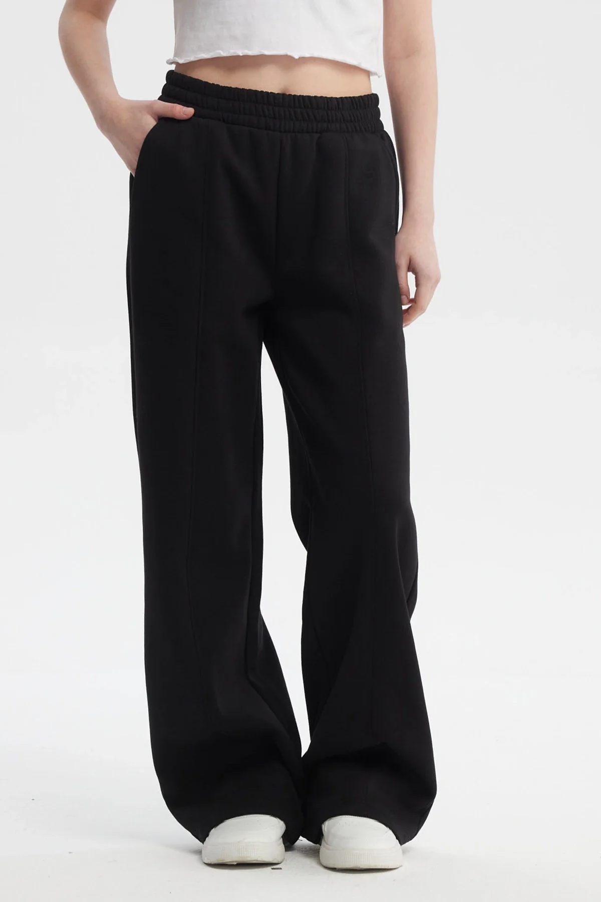 Pantalón Buzo Mujer Wide Leg Negro