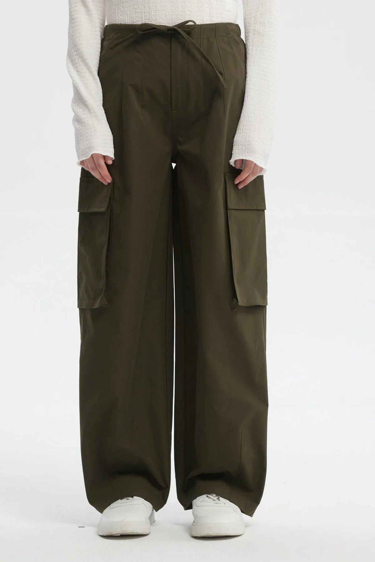Pantalón Mujer Wide Leg Verde Militar