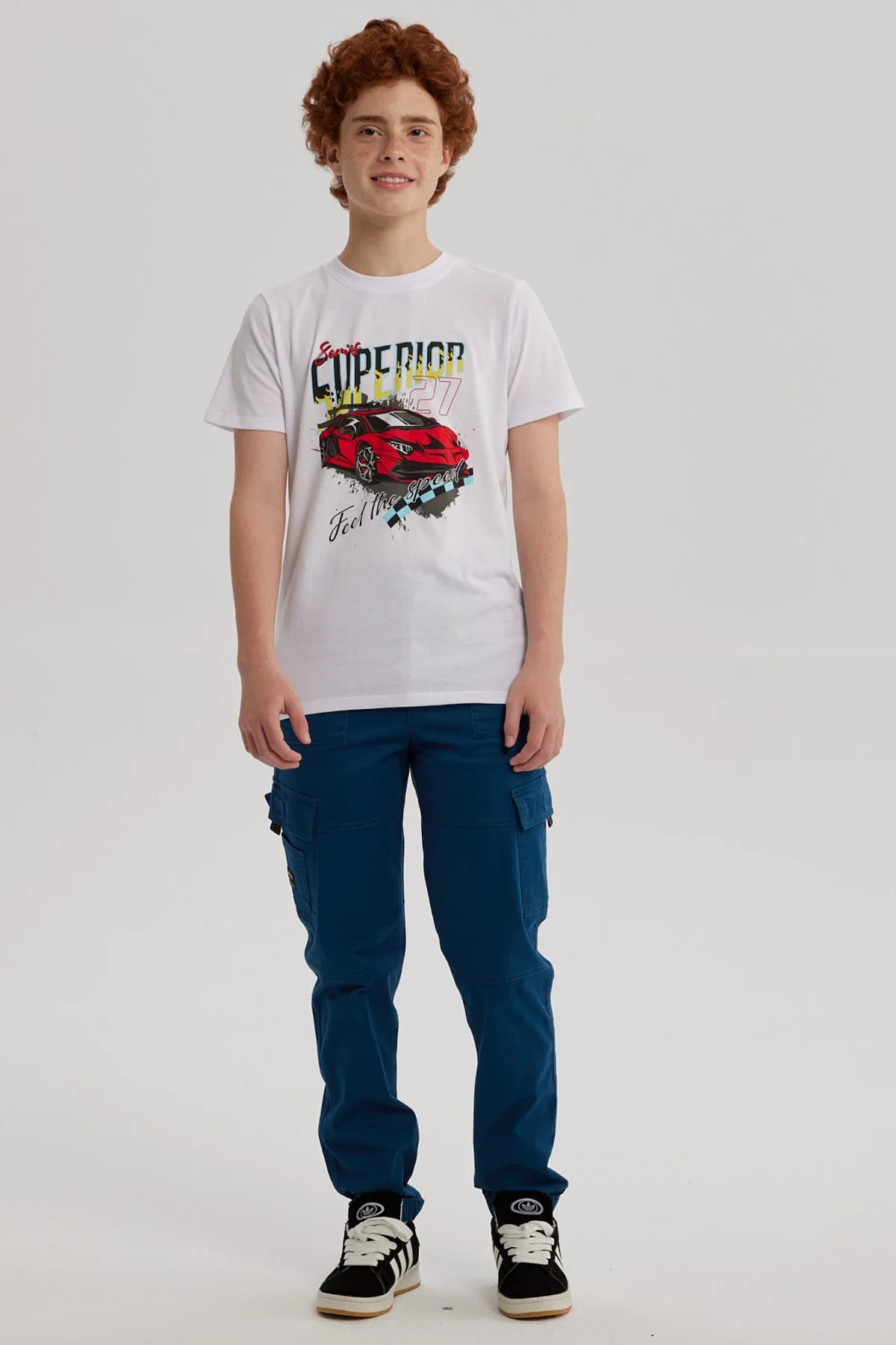 Pantalón Niño Gabardina Jogger Cargo Petroleo - Image 4