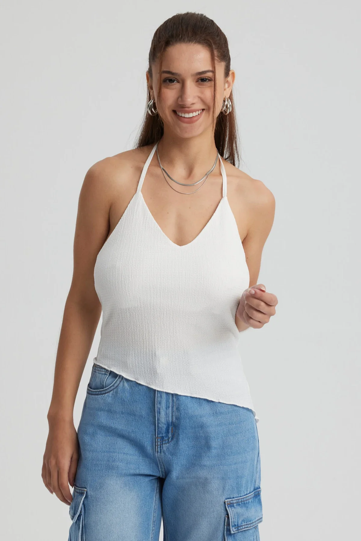 Peto Mujer Basta Asimétrica Blanco