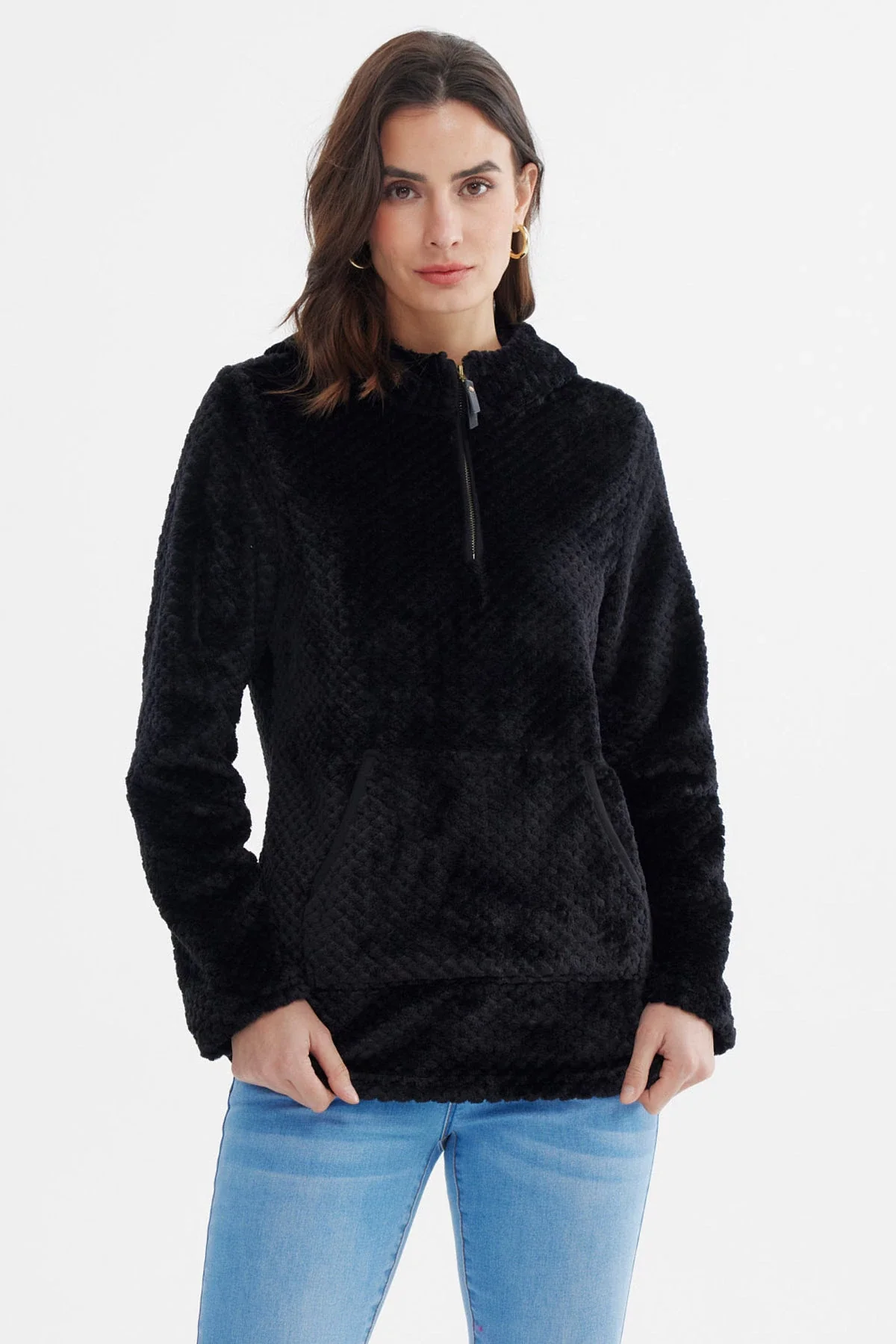 Polar Mujer Básico Aplicación Botón Negro