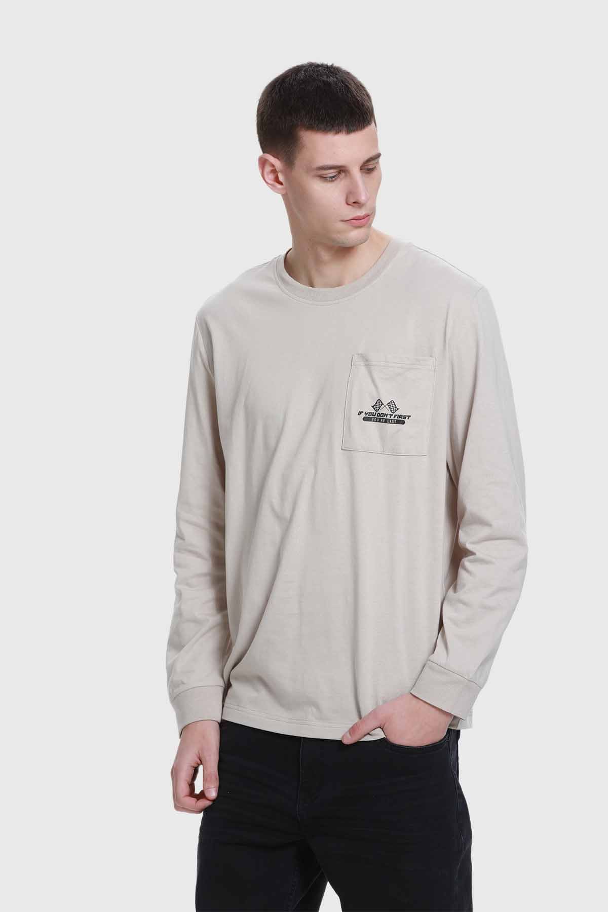 Polera Hombre Con Bolsillo Beige - Image 2