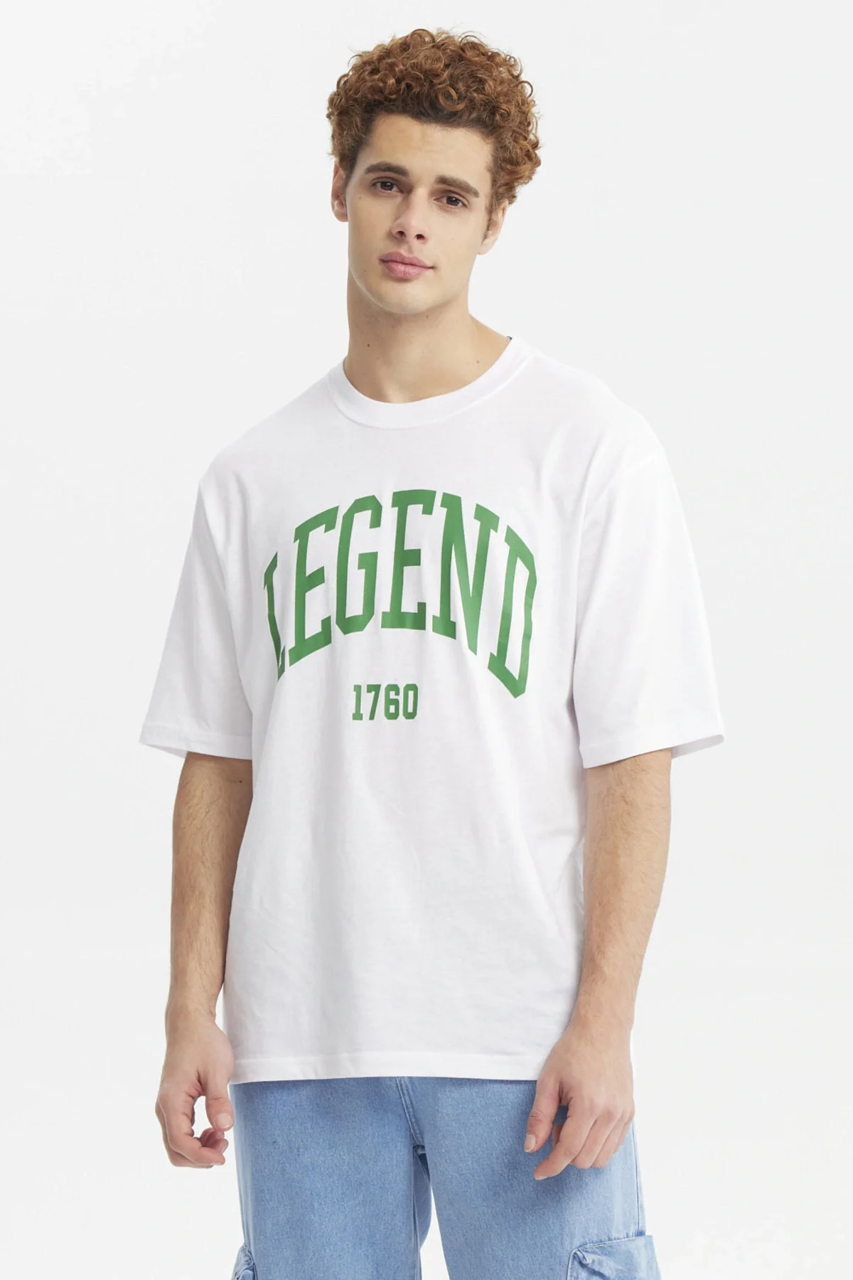 Polera Hombre Oversize Estampada Blanco