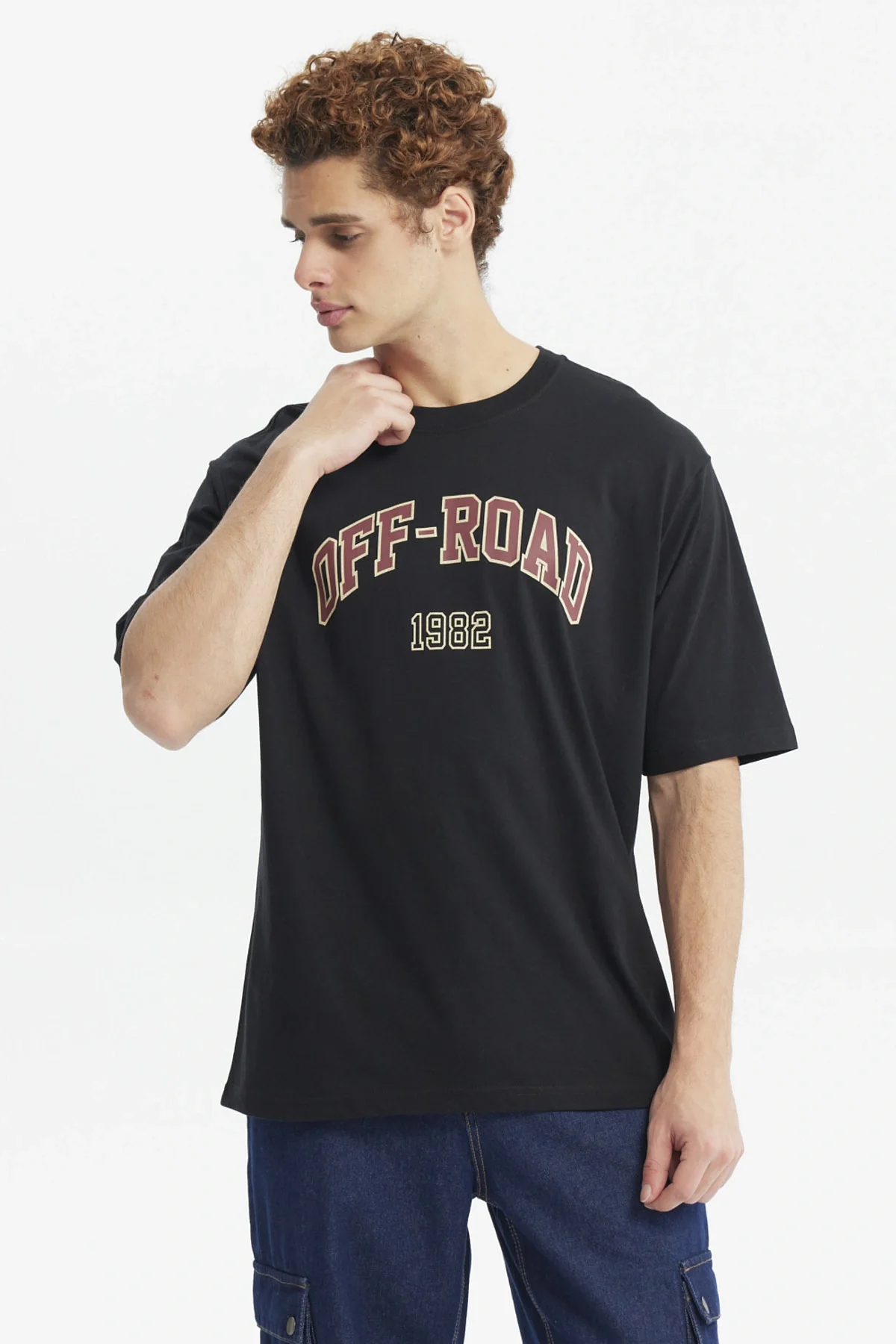Polera Hombre Oversize Estampada Negro
