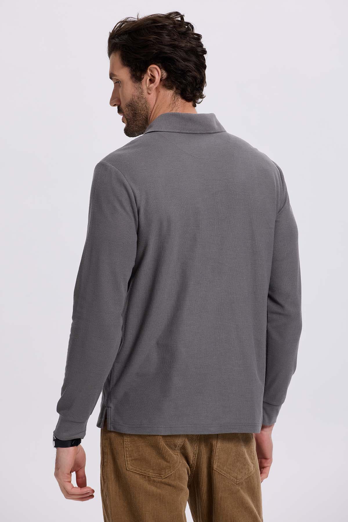 Polera Hombre Piqué Básica Gris - Image 3