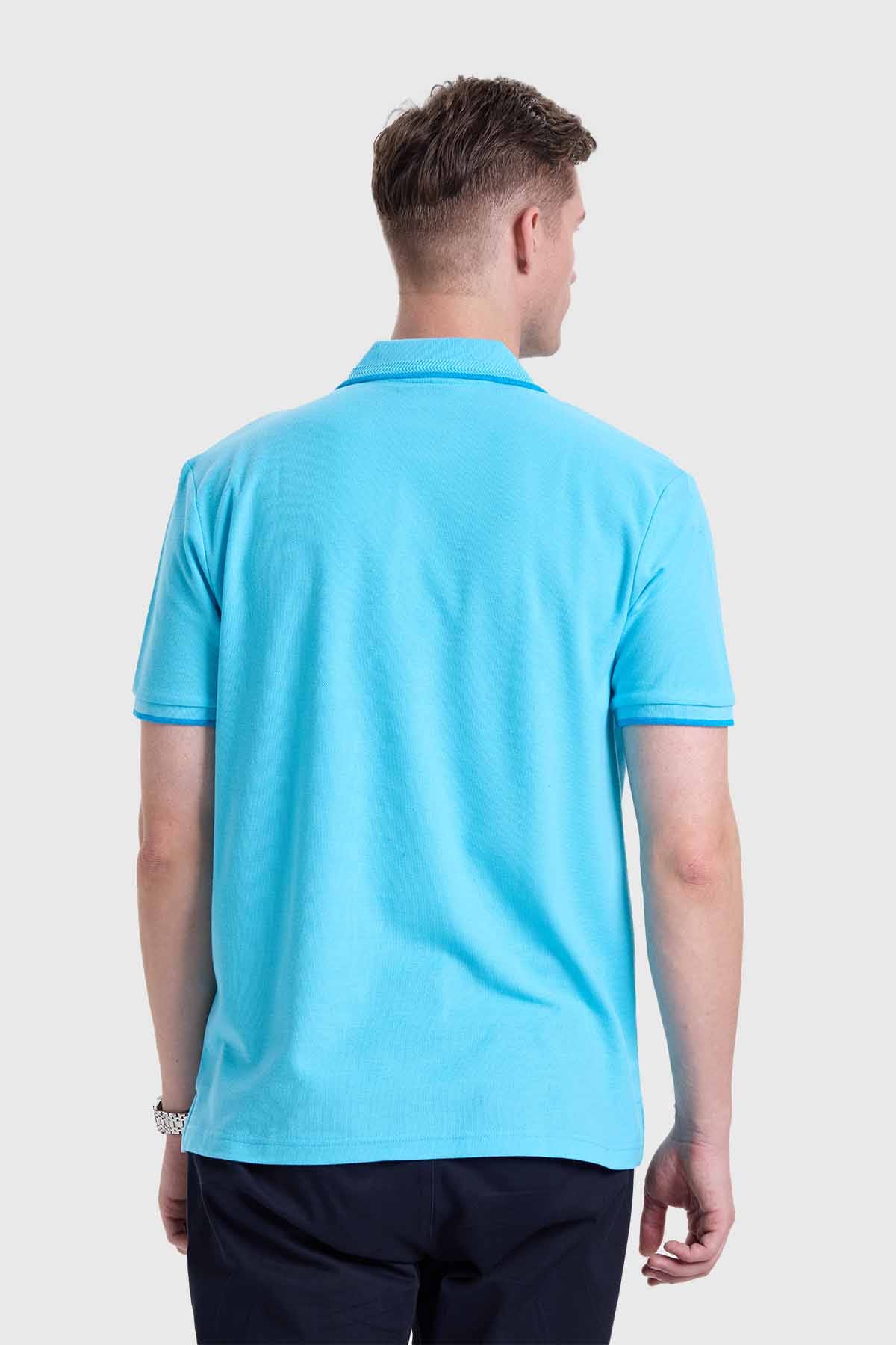 Polera Hombre Piqué Básica Azul - Image 3