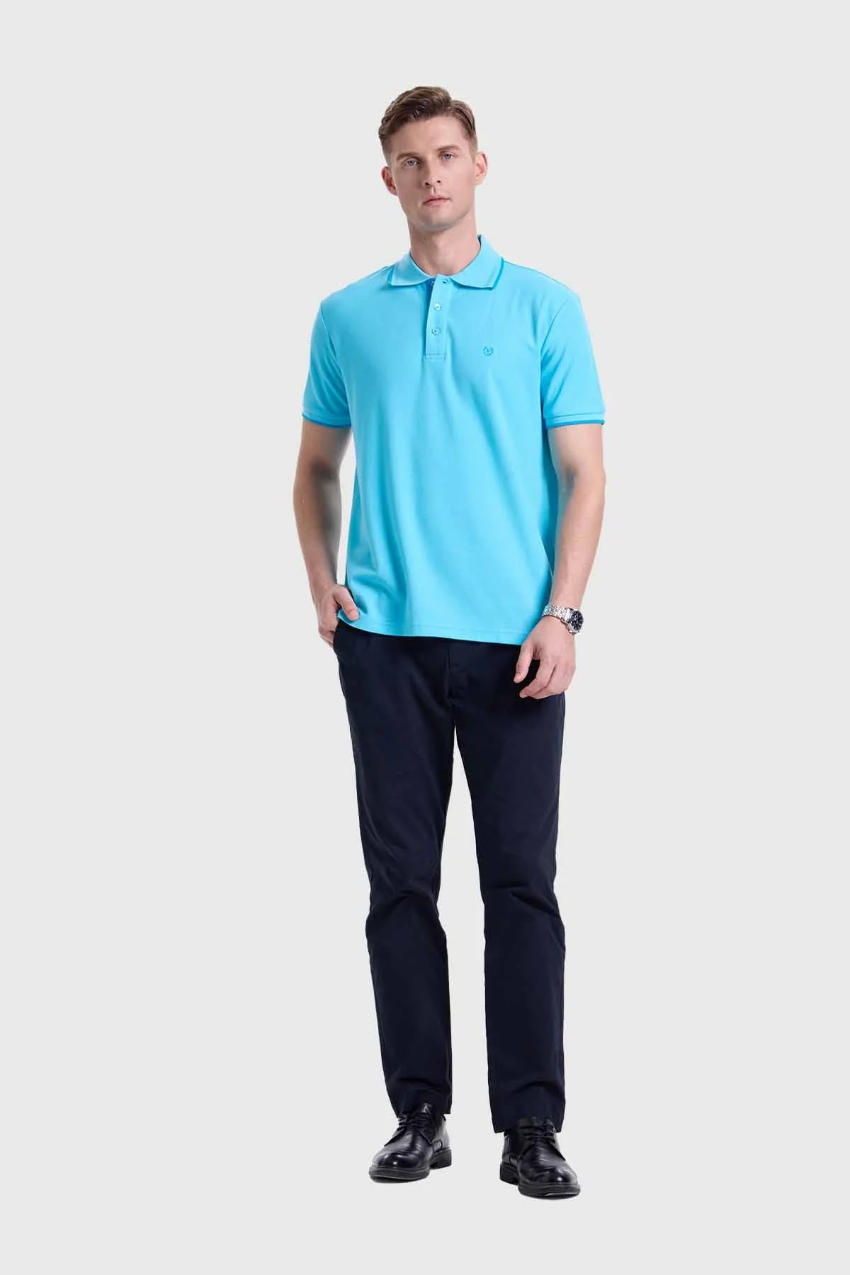 Polera Hombre Piqué Básica Azul - Image 4