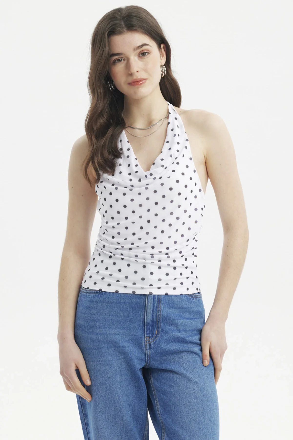 Polera Mujer Ajustado Halter Blanco