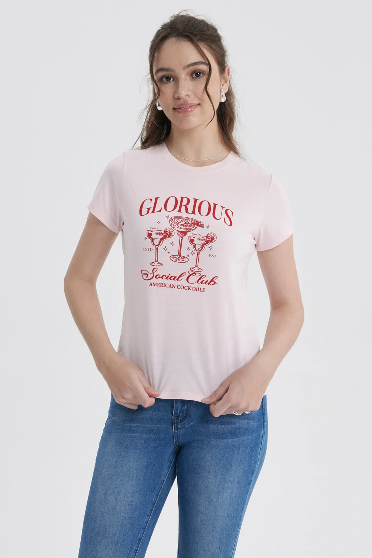 Polera Mujer Básica Print Rosa