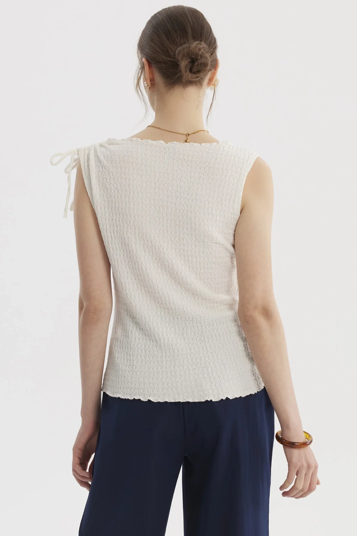 Polera Mujer Costado Amarra Crudo - Image 3