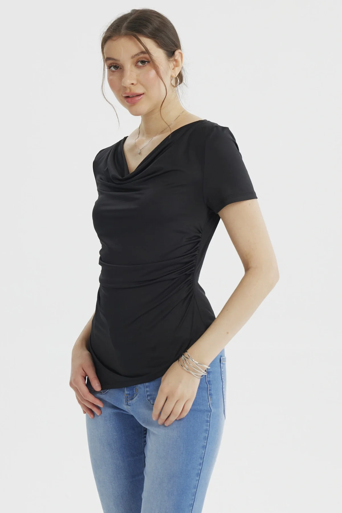 Polera Mujer Drapeado Basta Negro - Image 2