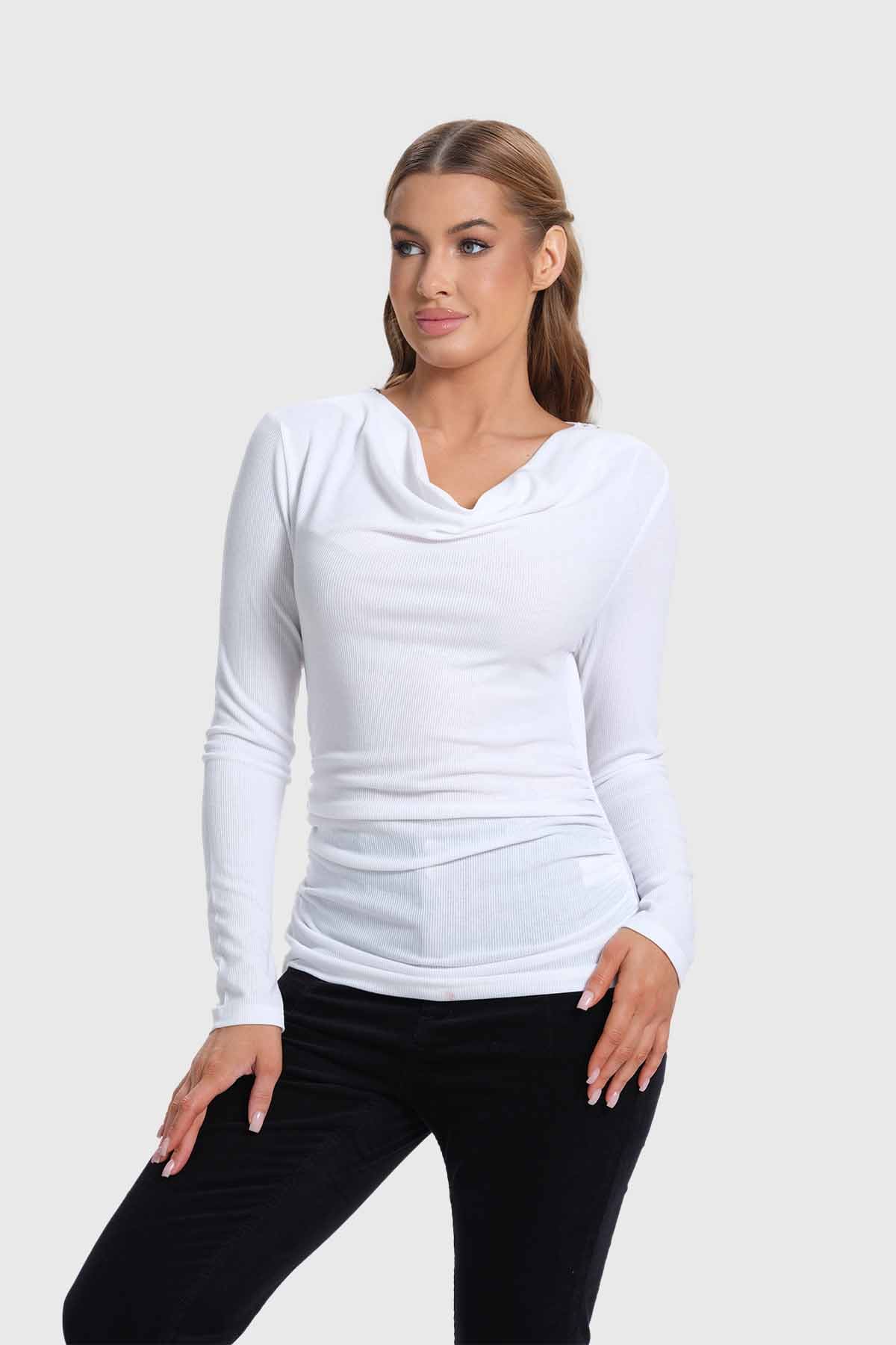 Polera Mujer Drapeado Blanco - Image 2
