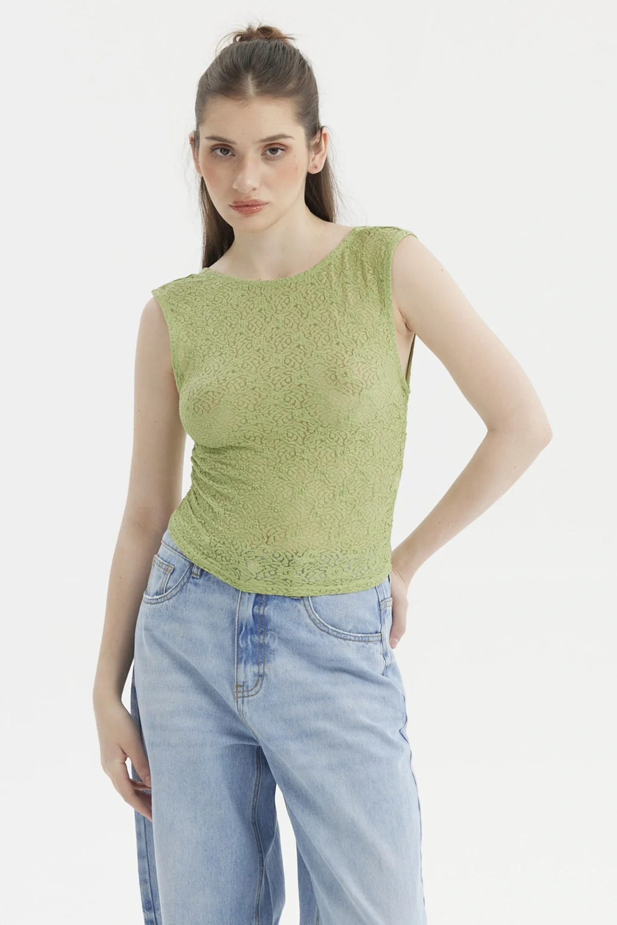 Polera Mujer Encaje Verde