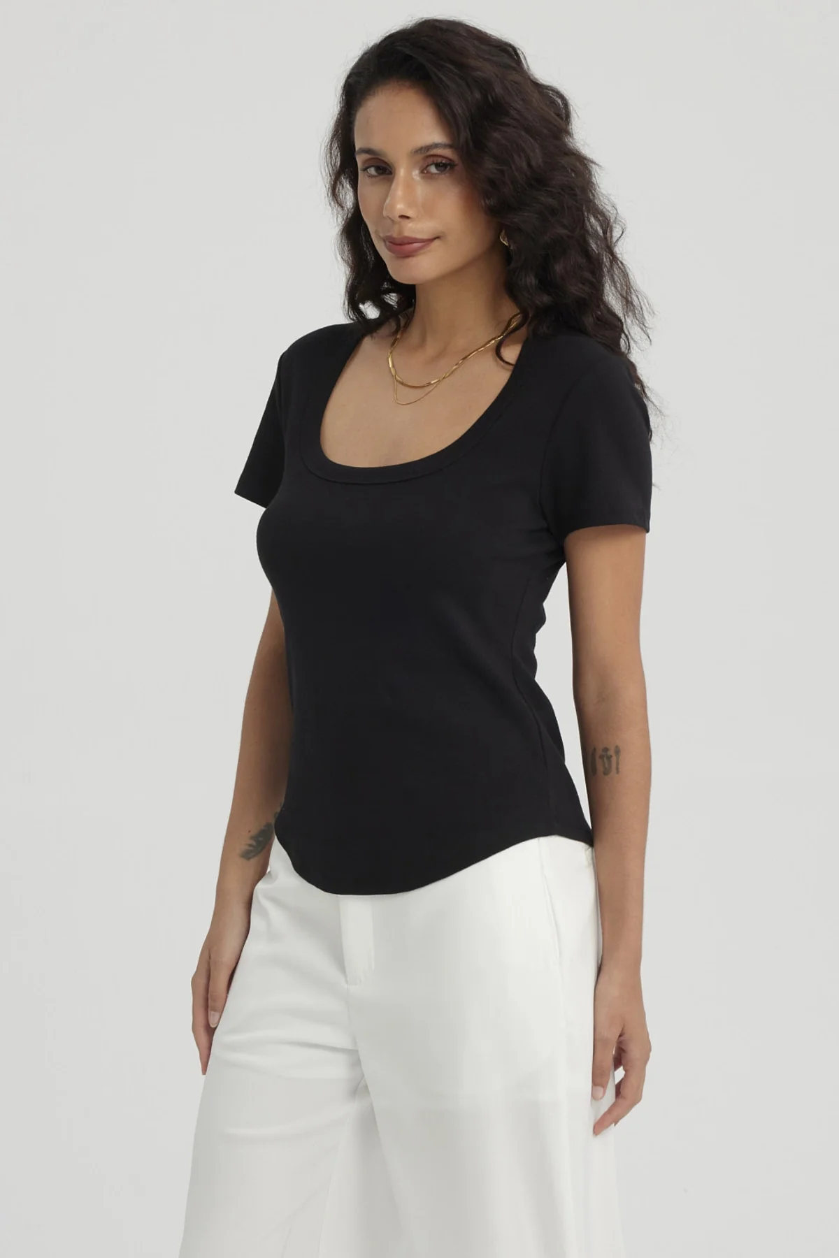 Polera Mujer Lisa Rib Negro - Image 2