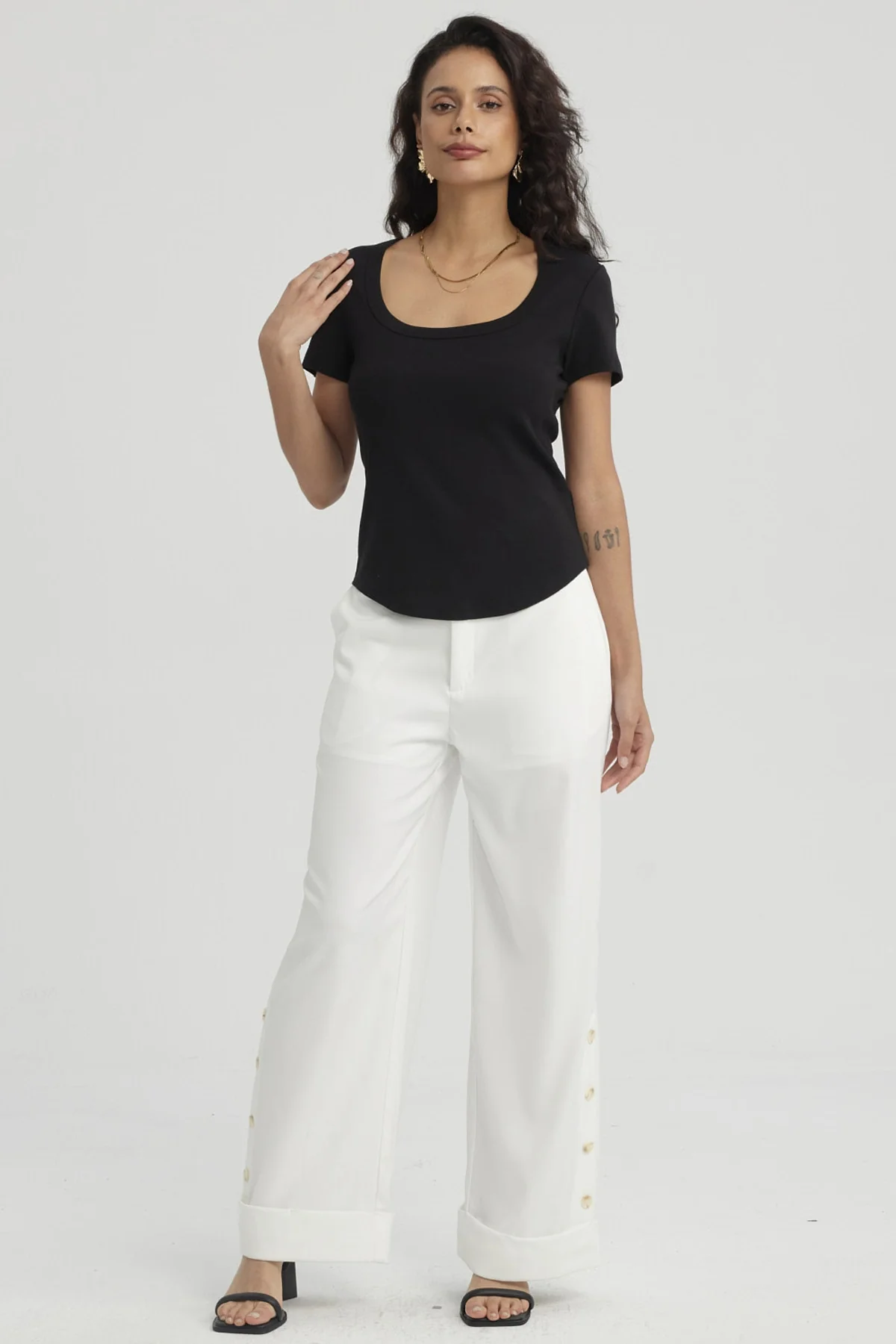 Polera Mujer Lisa Rib Negro - Image 4