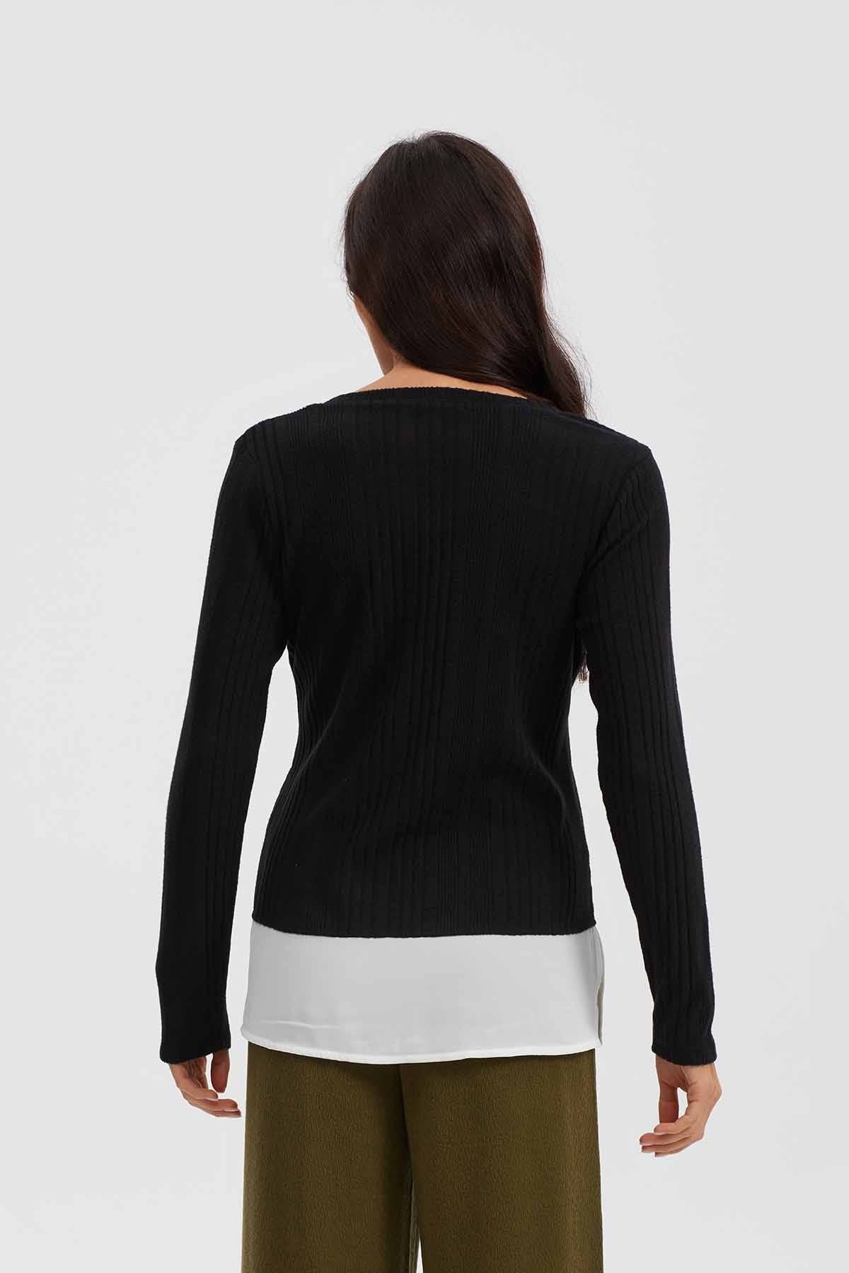 Polera Mujer Manga Larga Con Faldón Negro - Image 2