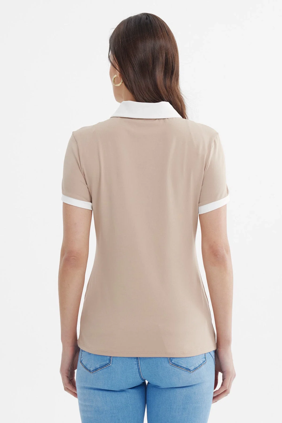 Polera Mujer Media Pata Botón Beige - Image 3