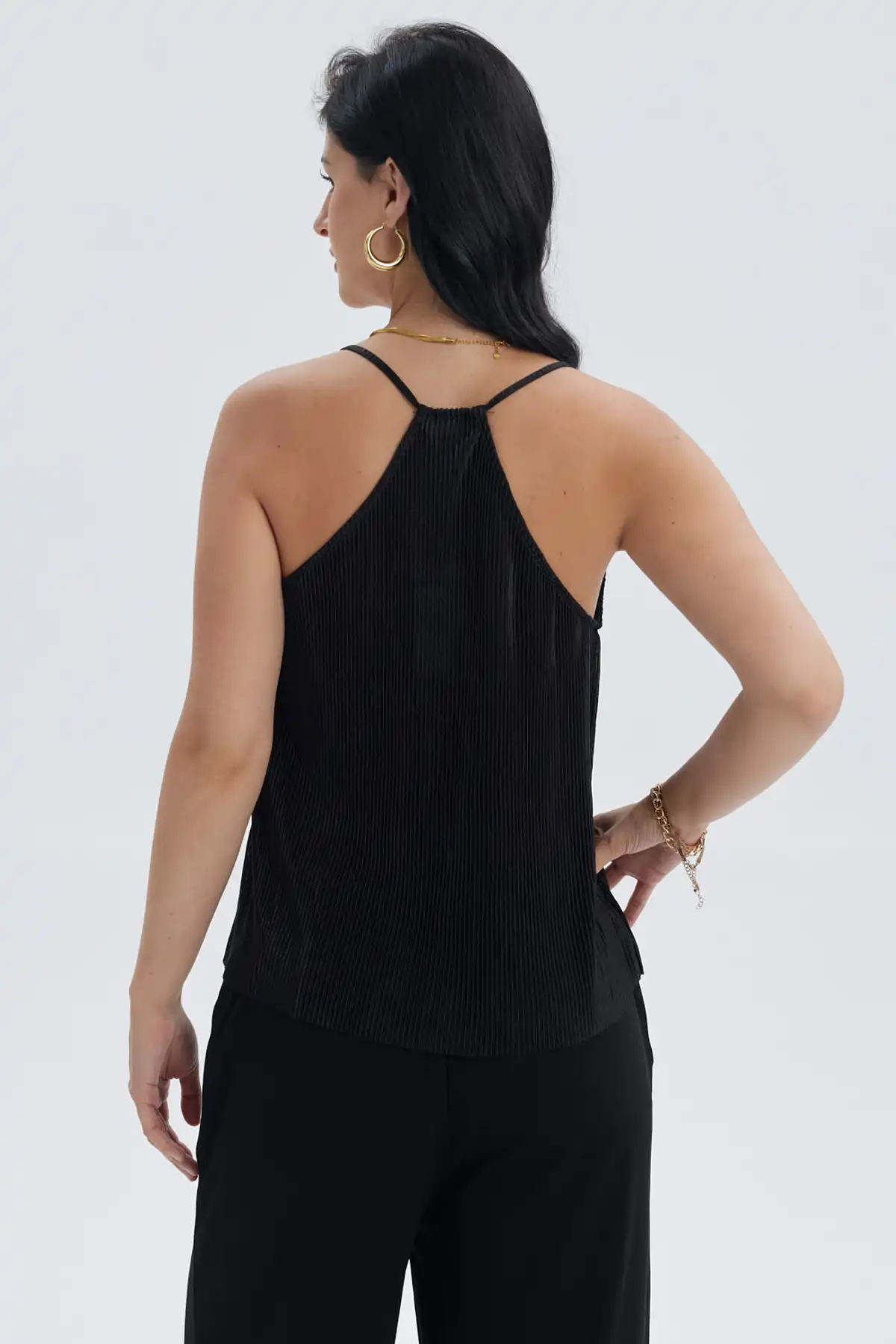 Polera Mujer Pabilo Plisada Lisa Negro - Image 3