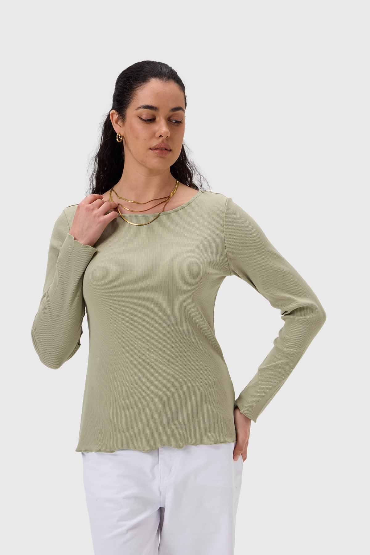 Polera Mujer Rib Verde - Image 2