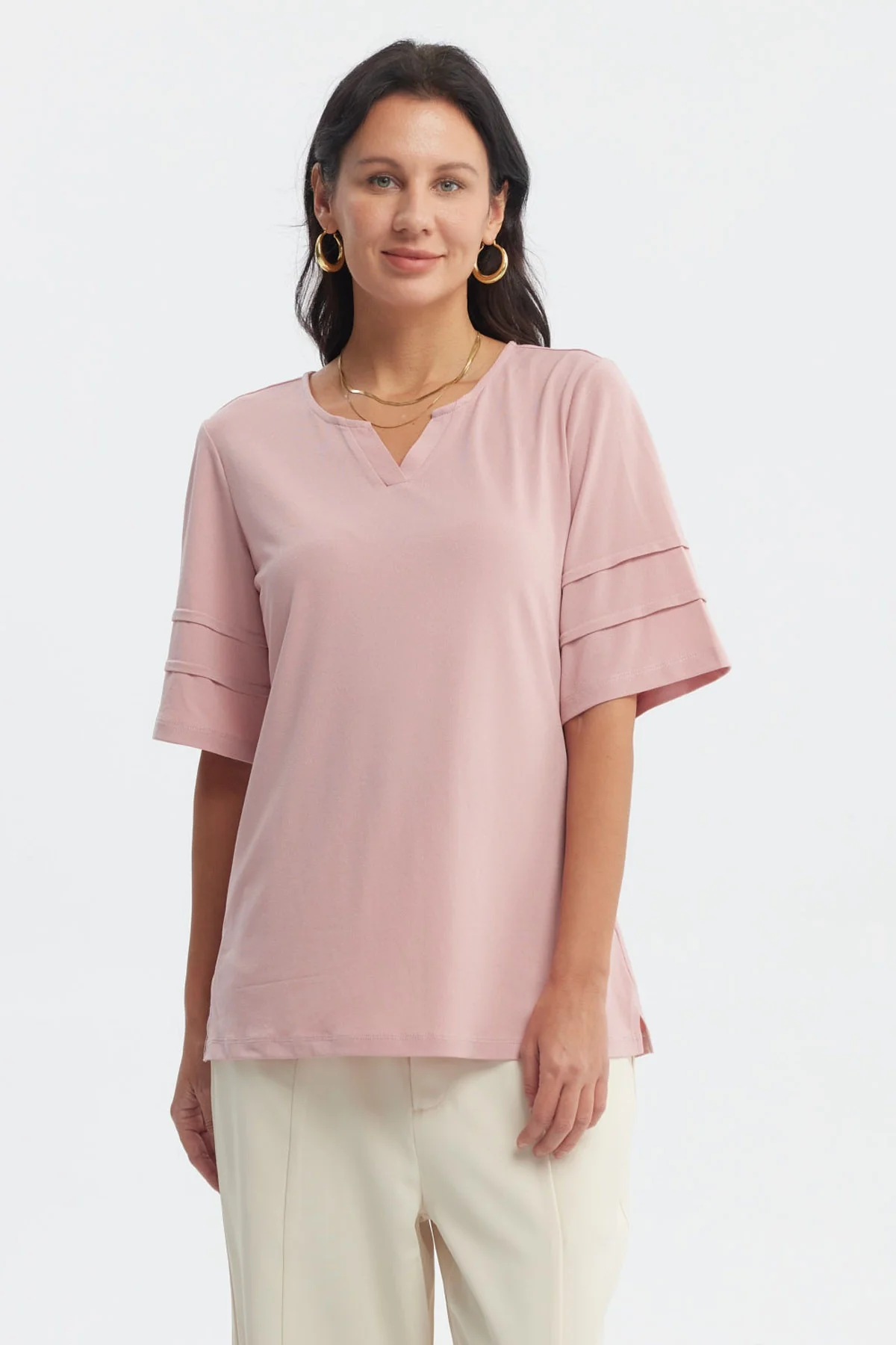 Polera Mujer Textura Palo Rosa