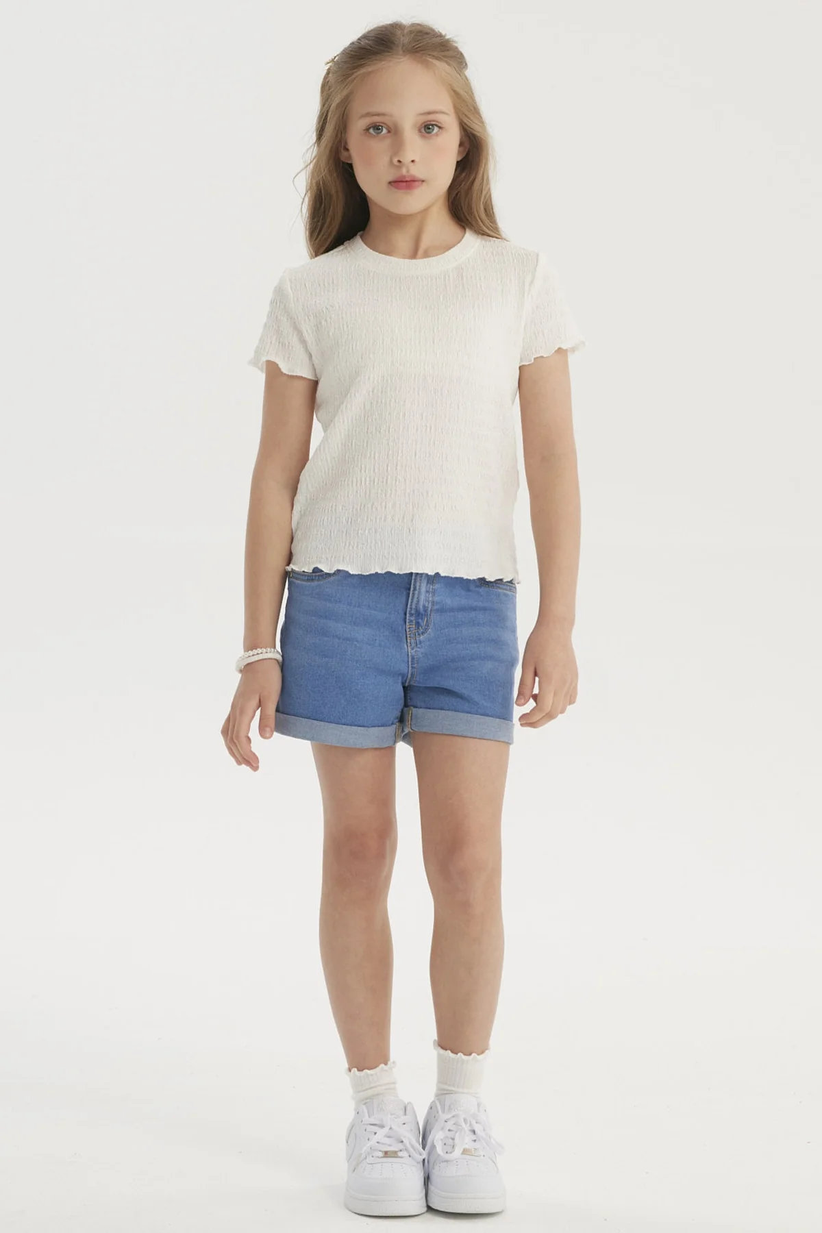 Polera Niña Con Textura Crudo - Image 4