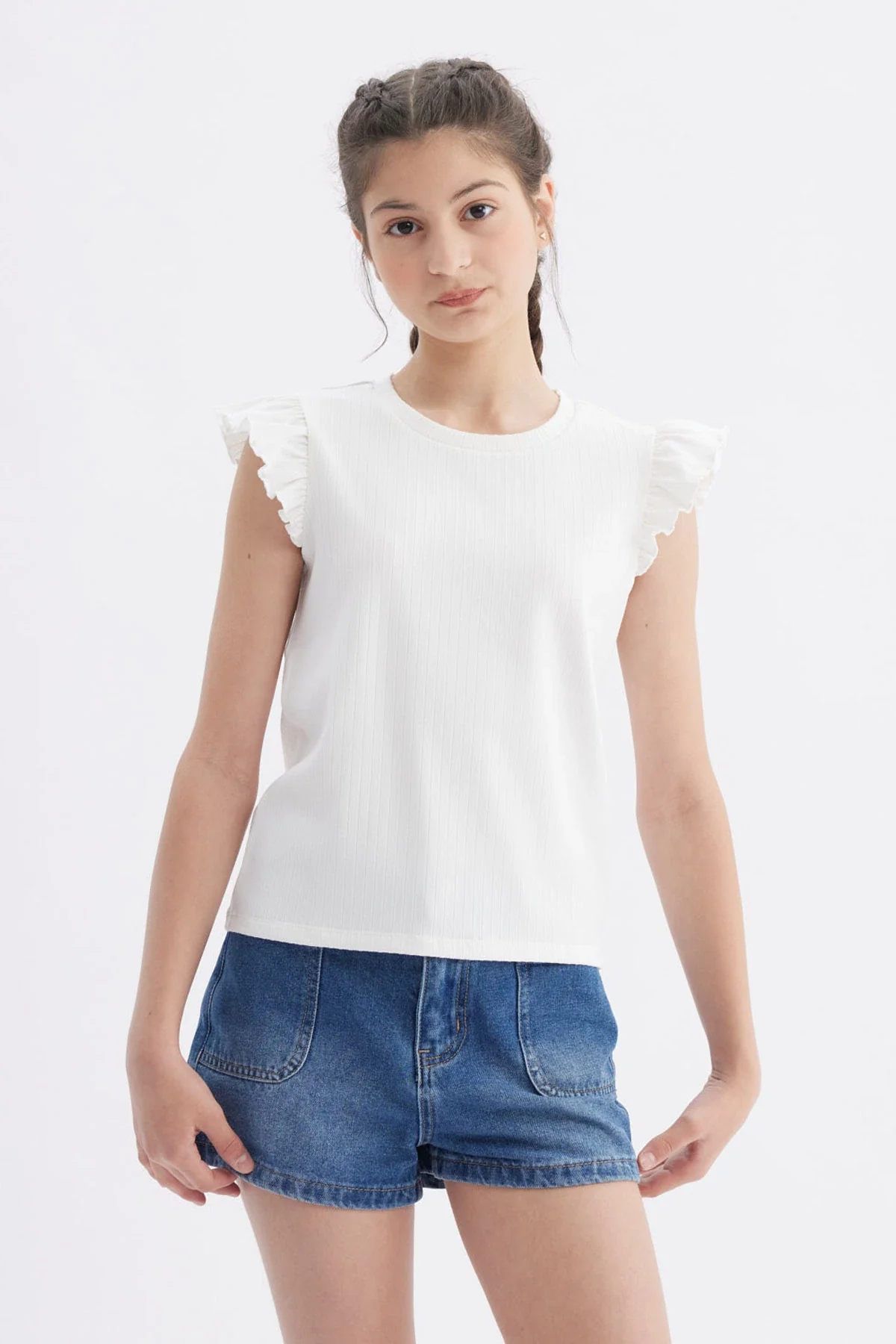 Polera Niña Rib Crudo