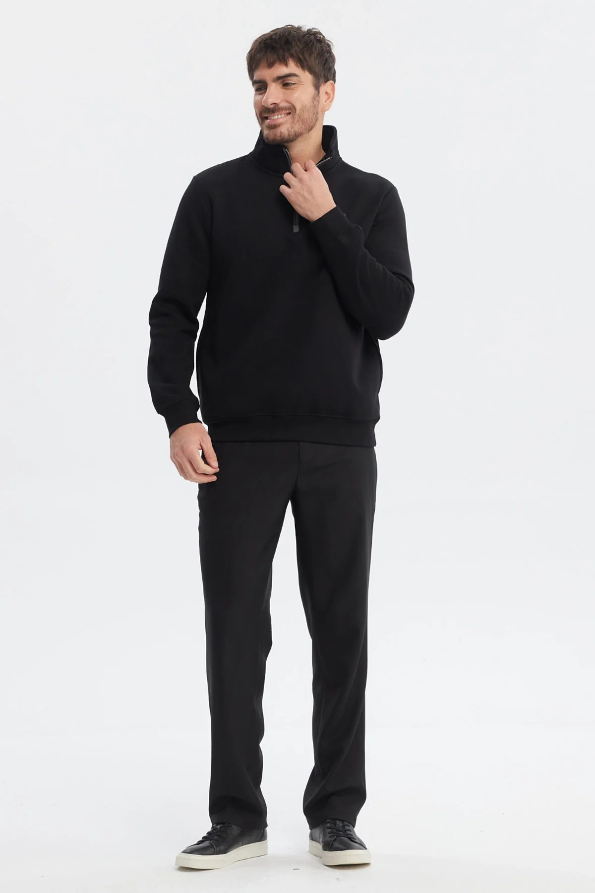 Polerón Hombre Slim Half Zipper Negro - Image 4