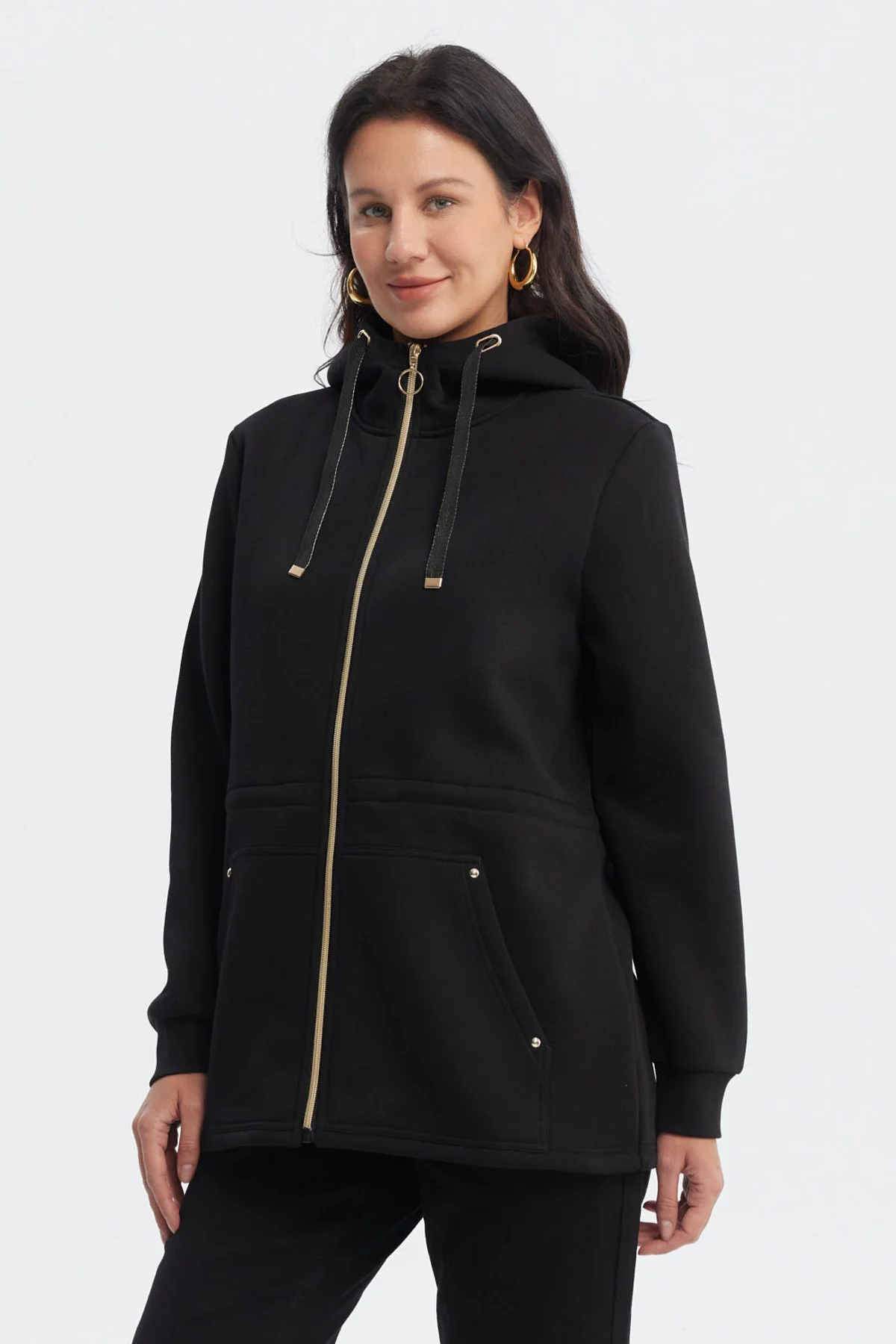 Polerón Mujer Capucha Negro - Image 2