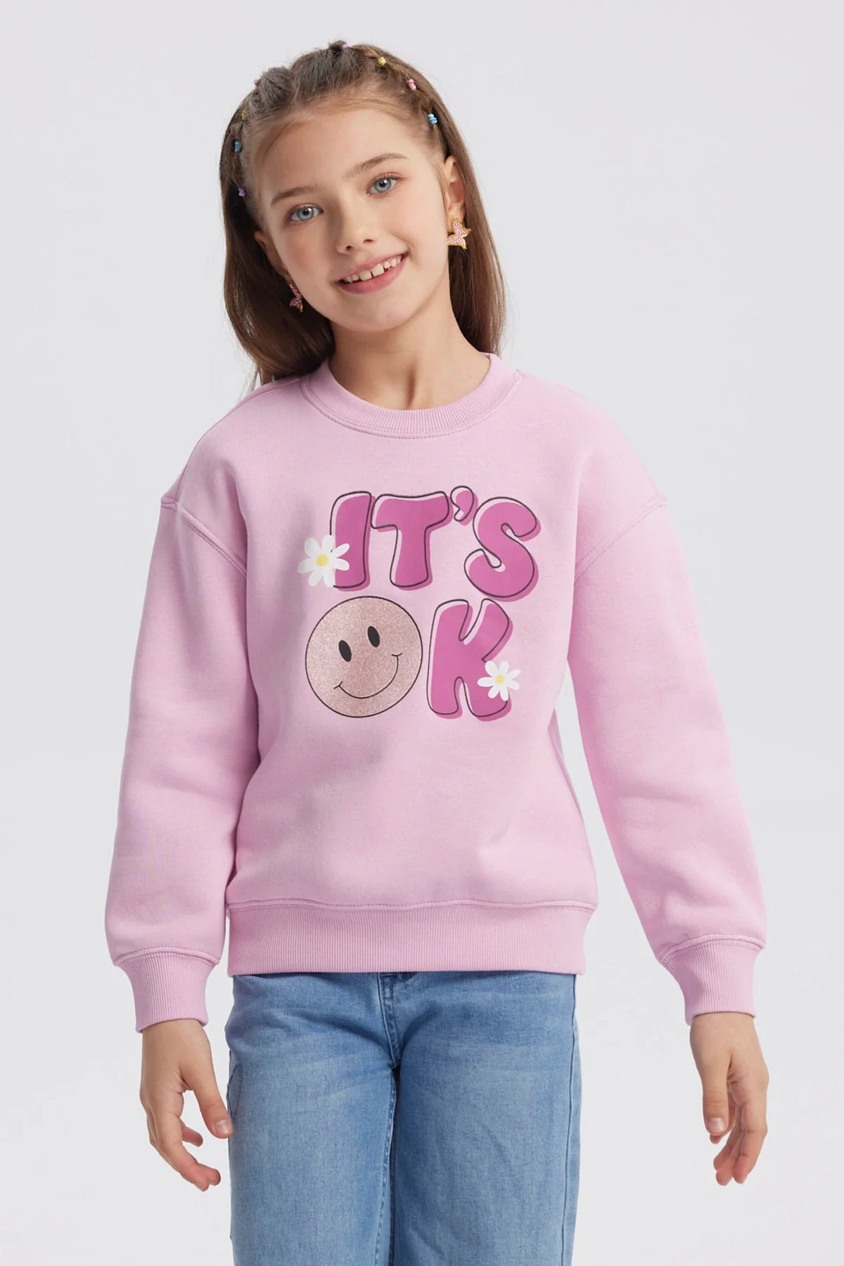 Polerón Niña Básico Print Rosado