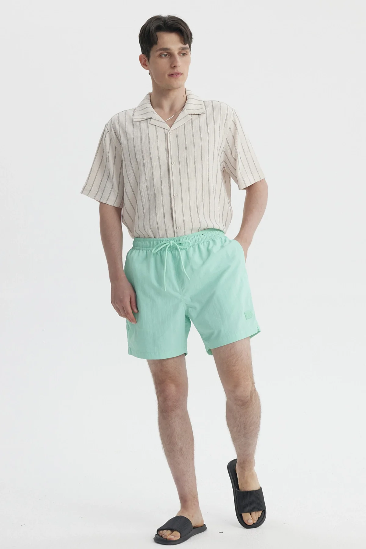 Short de Baño Hombre Liso Verde Agua - Image 4