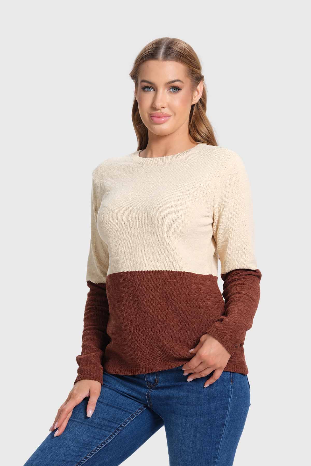 Sweater Mujer Chenille Café - Image 2
