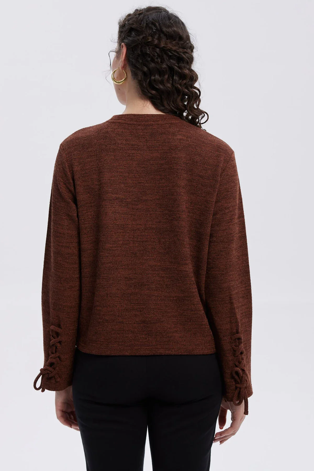 Sweater Mujer Mangas Café Oscuro - Image 3