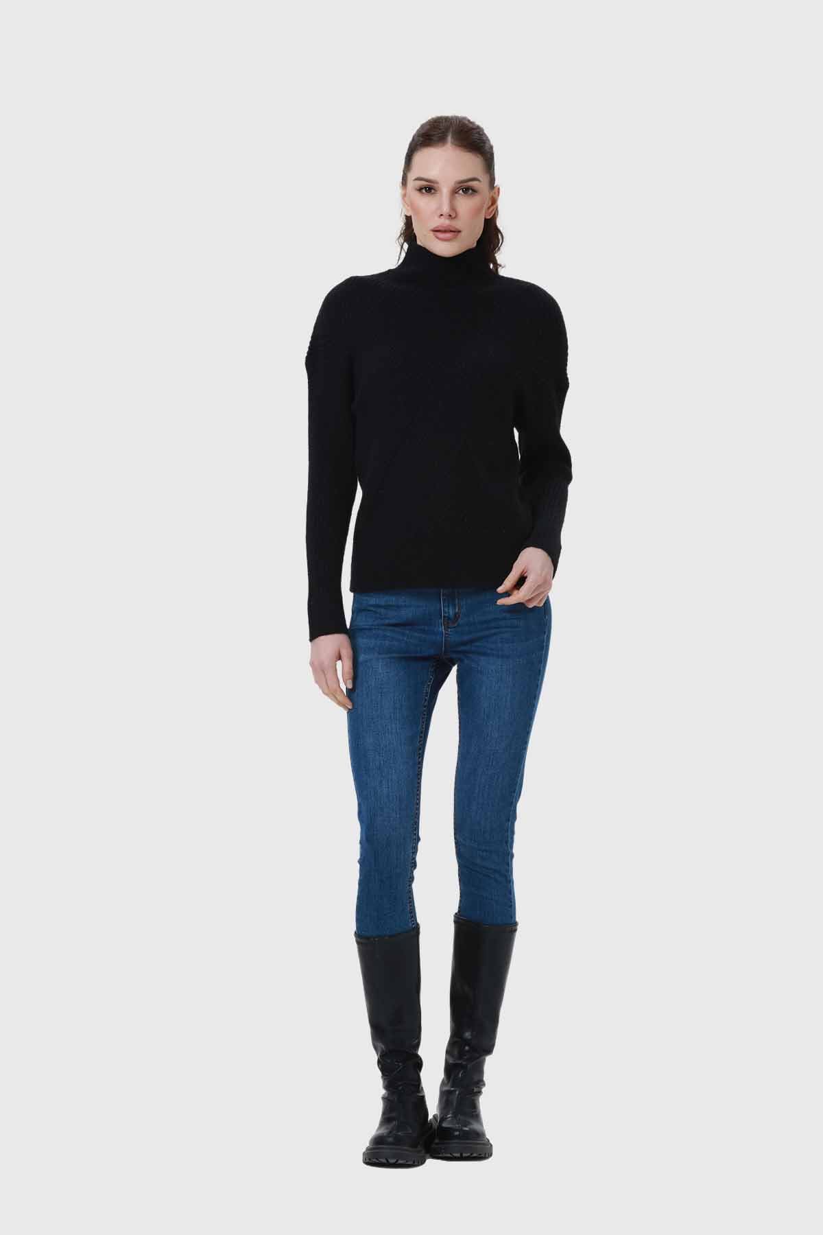Sweater Mujer Textura Negro - Image 4